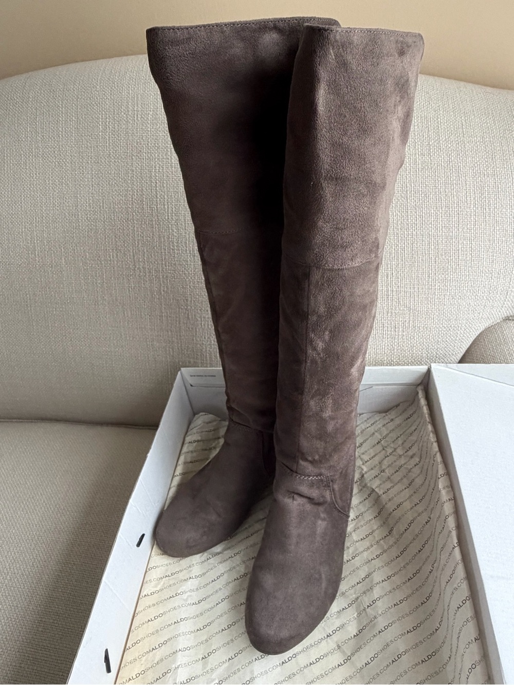 Aldo Brown Suede Over-the-Knee Boots